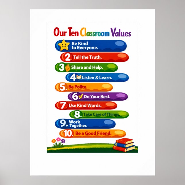 Our Ten Classroom Values – 18×24 Portrait Poster (Vorne)