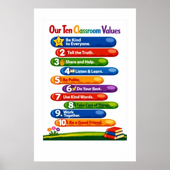 Our Ten Classroom Values – 24x36 Portrait Poster (Vorne)