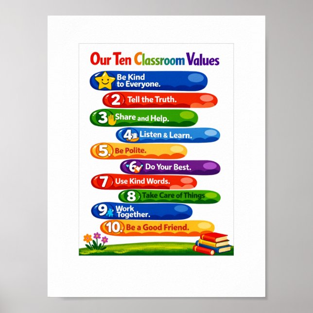 Our Ten Classroom Values – 8.5×11 Portrait Poster (Vorne)