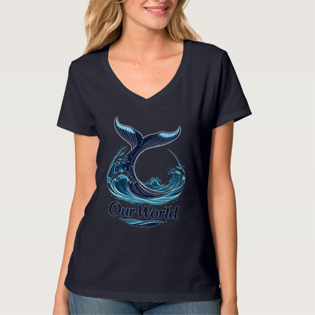 Our World Whale Tail Ocean Conservation T-Shirt (Vorderseite)