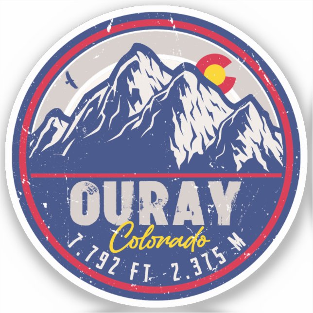 Ouray Colorado Flag Camping Wandern Aufkleber (Vorderseite)