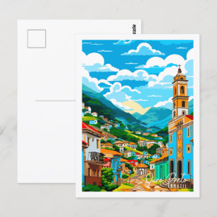 Ouro Preto Brasilien Vintage Illustration Postkarte