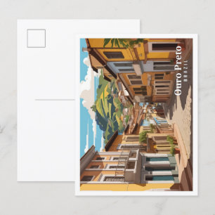 Ouro Preto Brasilien Vintage-Kunst Reiseillustrati Postkarte