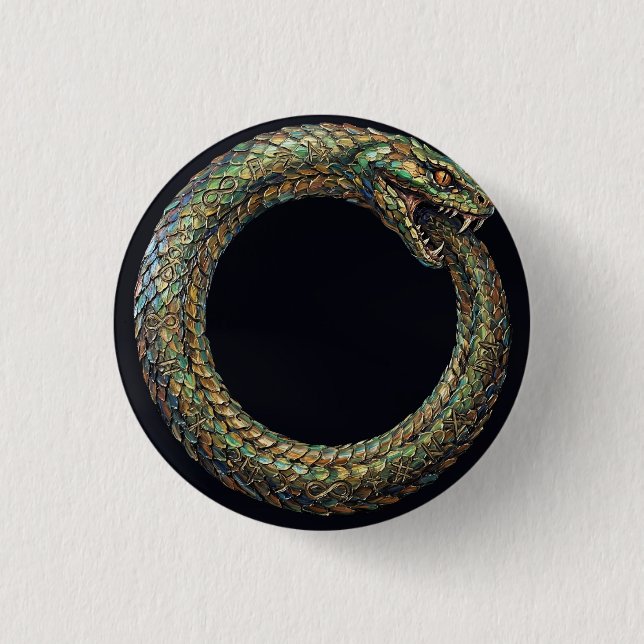 Ouroboros — Altes Schlangensymbol Runenposter Button (Vorderseite)