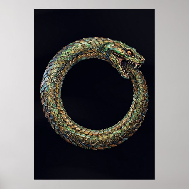 Ouroboros — Altes Schlangensymbol Runenposter Poster (Vorne)
