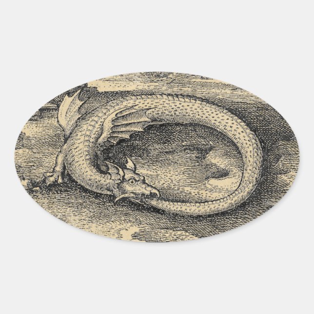 Ouroboros Dragon Ovaler Aufkleber (Vorderseite)