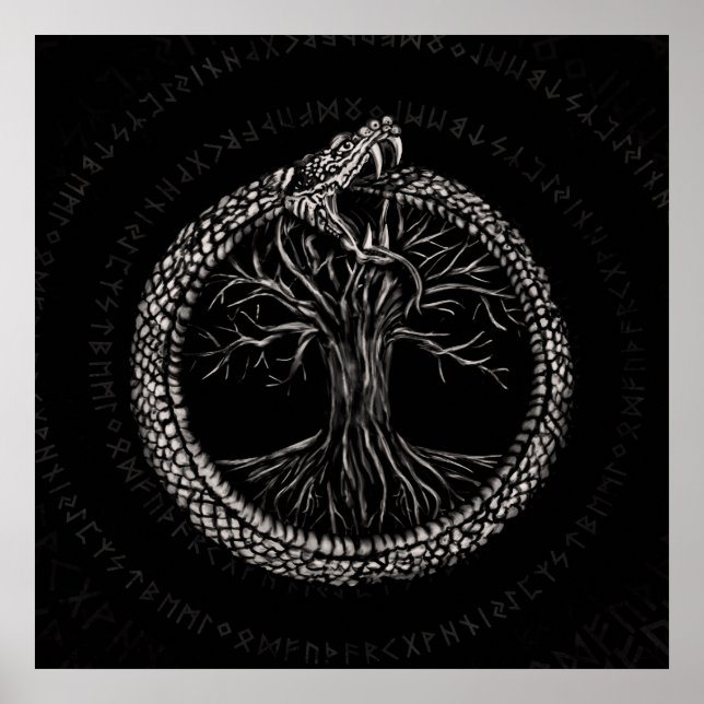 Ouroboros mit Baum des Lebens Poster (Vorne)