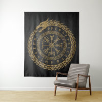 Ouroboros & Vegvisir - Norse Compass Rune Circle D
