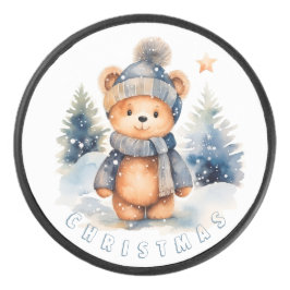 Ours en peluche dans la forêt, personnalisé eishockey puck
