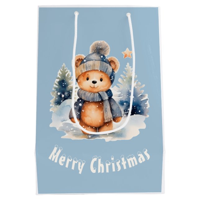 Ours en peluche dans la forêt, personnalisé mittlere geschenktüte (Rückseite)