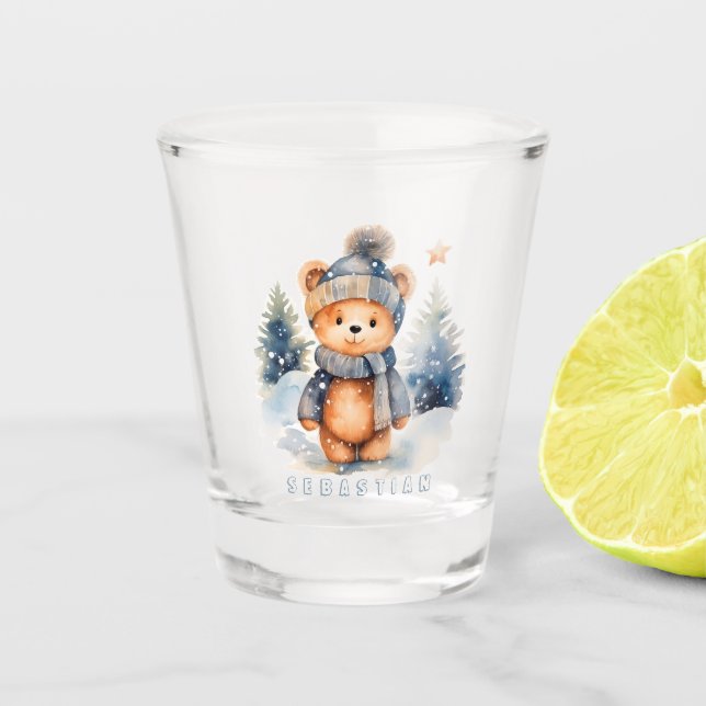 Ours en peluche dans la forêt, personnalisé schnapsglas (Vorderseite)