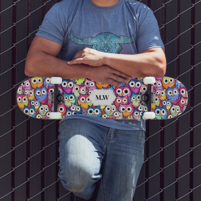 Ouscheln zeigt Vögel Collage Muster monogramm Spor Skateboard (Außenbereich 3)