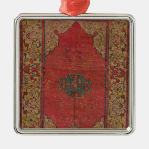 Oushak Wolldecke Silbernes Ornament