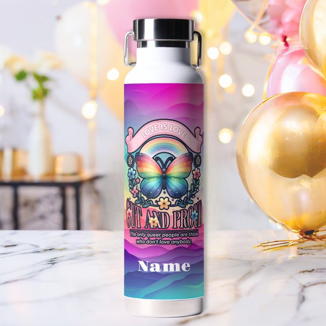 Out and Proud Gay Pride Party Trinkflasche (Von Creator hochgeladen)