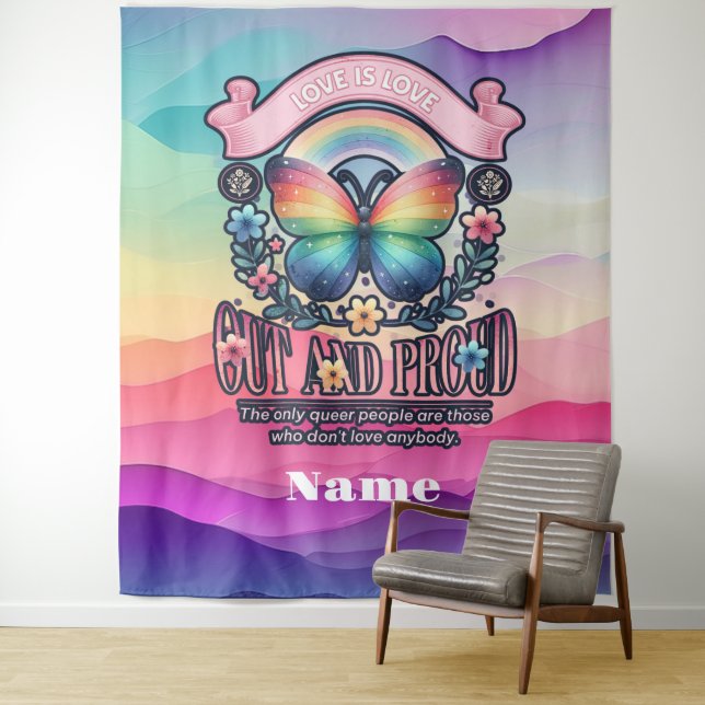 Out and Proud Gay Pride Party Wandteppich (Beispiel)