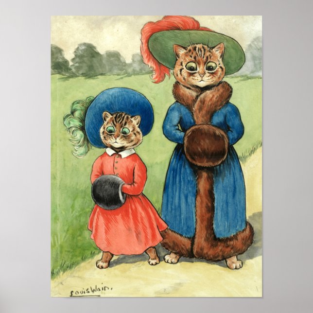 Out mit Tante von Louis Wain Poster (Vorne)