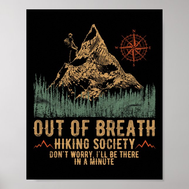 Out Of Breath Hiking Society Funny Mountain Climbi Poster (Vorne)