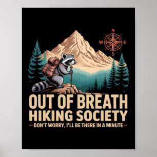 Out of Breath Wander Society Camping Raccoon Hikin Poster