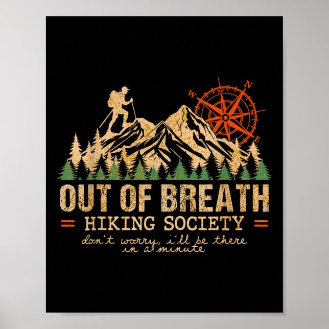 Out of Breath Wandergesellschaft Wandern Crew Happ Poster (Vorne)