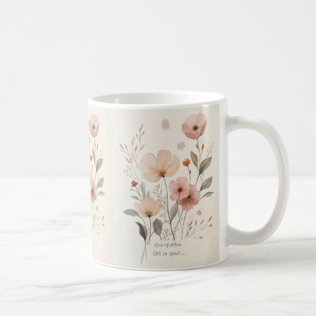 Out of Office – Minimalist Floral Humor Mug   Kaffeetasse (Rechts)