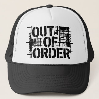 Out of Order Brutalist Industrial Typography Sweat Truckerkappe