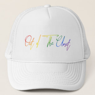 Out of the Closet LGBT Rainbow Flag Handschrift Truckerkappe