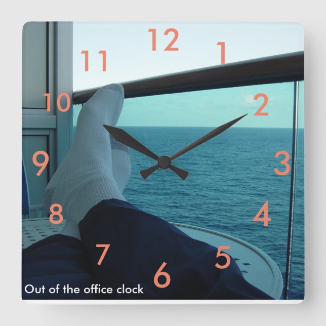 Out of the Office Clock Quadratische Wanduhr (Vorderseite)