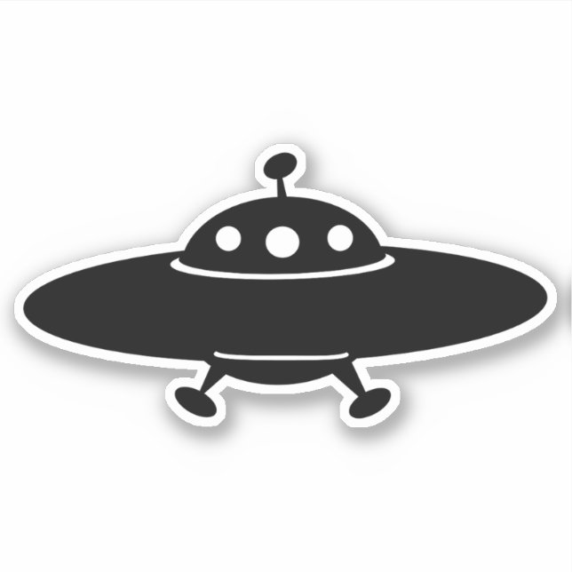 Out of This World: Retro UFO Silhouette Aufkleber (Vorderseite)