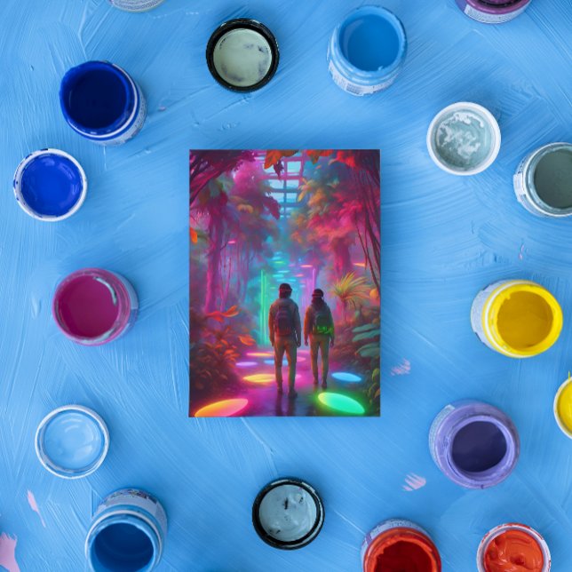 Out of this World - Virtual Reality Neon Dschungel Postkarte (Von Creator hochgeladen)