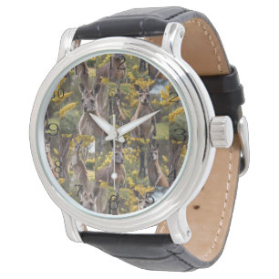 Outback-Schönheit: Känguru- und Wattlegesteck Armbanduhr