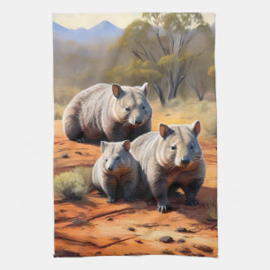 Outback Trio: Wombat Wanderers Geschirrtuch