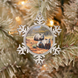 Outback Trio: Wombat Wanderers Schneeflocken Zinn-Ornament