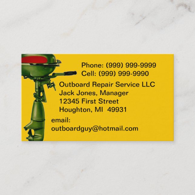 Outboard Motor Repair Service Engine Business Card Visitenkarte (Vorderseite)