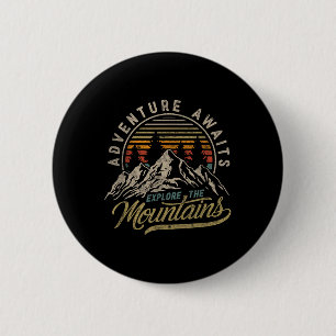 Outdoor-Abenteuer Retro Vintage Camping Wandern Mo Button