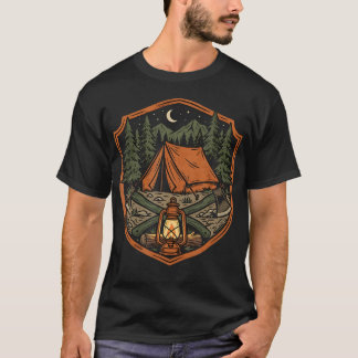 Outdoor-Abenteuer Vintage-Camping-Abzeichen Zelt T-Shirt