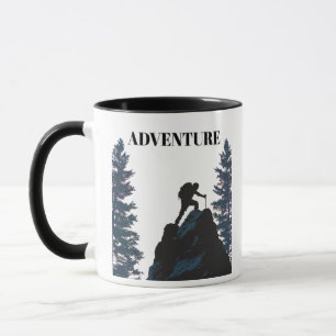 Outdoor-Abenteurer-Wanderer-Silhouette & Motivatio Tasse