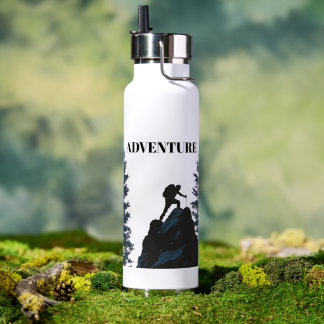 Outdoor-Abenteurer-Wanderer-Silhouette & Motivatio Trinkflasche