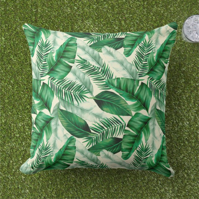 Outdoor Accent Pillow Tropical Palms Kissen (Gras)