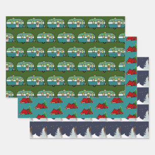 Outdoor Adventure Lovers Weihnachts-Camping Geschenkpapier Set