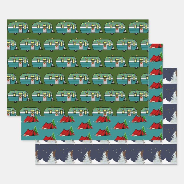 Outdoor Adventure Lovers Weihnachts-Camping Geschenkpapier Set (Set)