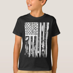 Outdoor-Angeln Amerikanische Flagge Fischer Fischl T-Shirt