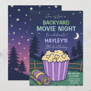 Outdoor Backyard Movie Night Birthday Einladung