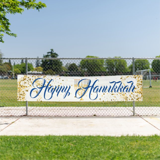 Outdoor Banner-Happy Hanukkah Banner (Insitu)