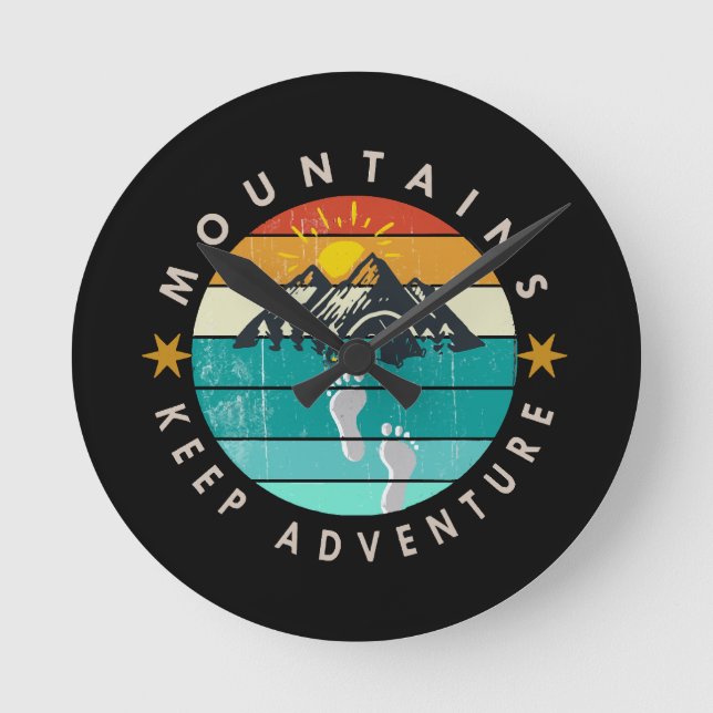 Outdoor Behalt-Abenteuer Runde Wanduhr (Vorderseite)