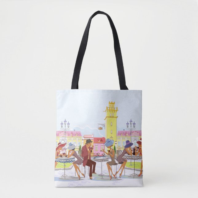 Outdoor Cafe All-Over-Print Tote Bag (Vorderseite)