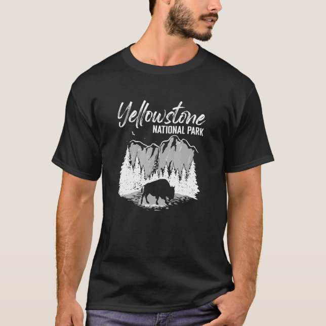 Outdoor Camping Berg Buffalo Yellowstone Nationali T-Shirt (Vorderseite)