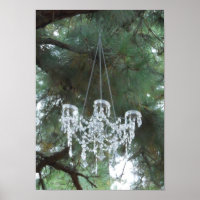 Outdoor Country Wedding Chandelier in den Kiefern