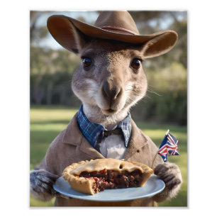 "Outdoor Delight: Ein Känguru isst Aussie Meat Pie Fotodruck