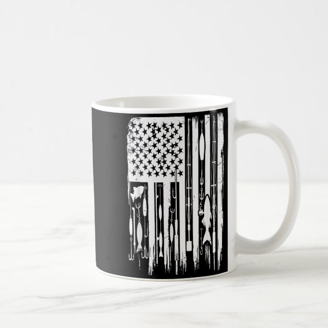 Outdoor Fishing American Flag Fisherman Fish Lover Kaffeetasse (Rechts)
