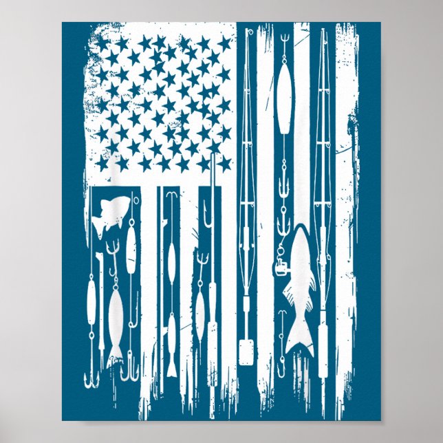 Outdoor Fishing American Flag Fisherman Fish Lover Poster (Vorne)